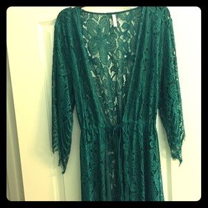 Teal Lace Wrap with drawstring waist size XL